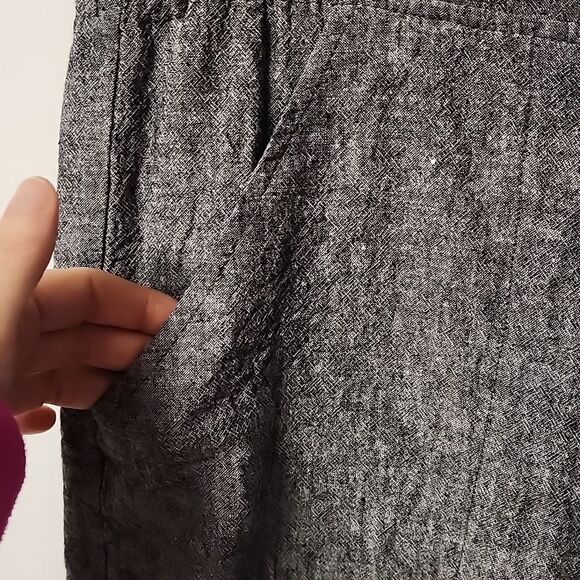 Van Heusen womens linen blend pants pull on comfort grey white tie sz 12 office - Picture 3 of 7
